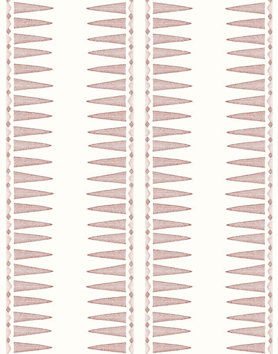 Quill Dusty Rose Wallpaper features an intricate geometric pattern in shades of pink on an off white background