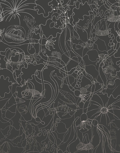 Hygge & West underwater Wallpaper in silver