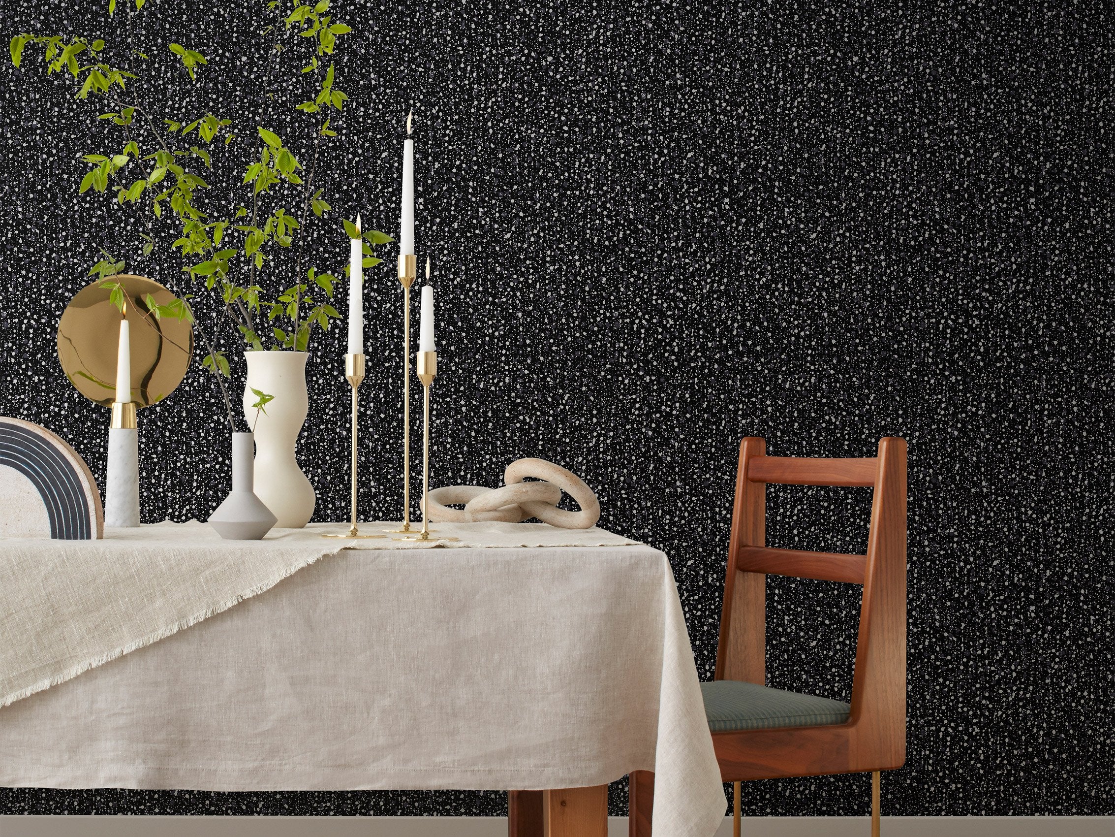 Snow wallpaper in Ebony by Askov Finlayson for Hygge & West