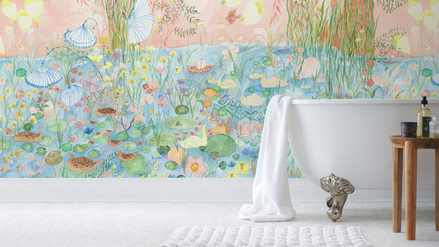 Lily Pond Wallpaper Mural designed by Hillery Sproatt