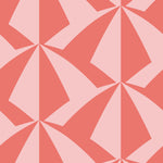 Parasol wallpaper is designed with overlapping shapes of multicolored beach umbrellas. Highly durable, fade resistant, and made in the USA. This wallpaper has a coral print on a pink background and is designed in collaboration with The Aesthetics of Joy.