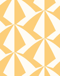 Parasol wallpaper is designed with overlapping shapes of multicolored beach umbrellas. Highly durable, fade resistant, and made in the USA. This wallpaper has a yellow print on white background and is designed in collaboration with The Aesthetics of Joy.