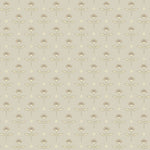 Zinnia (French Gray) Wallpaper mixes a geometric layout with the soft details of the zinnia flower. Cream, gray, and yellow illustration on a soft gray ground.