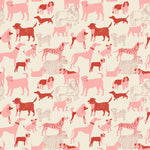 Find your favorite furry friend in our Dog Park pattern, designed in collaboration with Julia Rothman. This wallpaper features red and pink dogs on an off white background.
