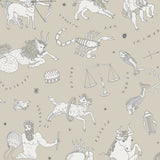 Our In the Stars wallpaper is inspired by Urania’s Mirror, a 19th-century set of astrology charts. This hand-drawn pattern evokes the mysterious motion of celestial bodies. This wallpaper features white and black motifs on a cream background and was designed by Julia Rothman.
