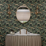 Featuring vibrant blossoms set against lush foliage, the elderberry plant is the inspiration for this wallpaper. Elder (Ebony) is printed with rust and cream flowers and green leaves on a black background.