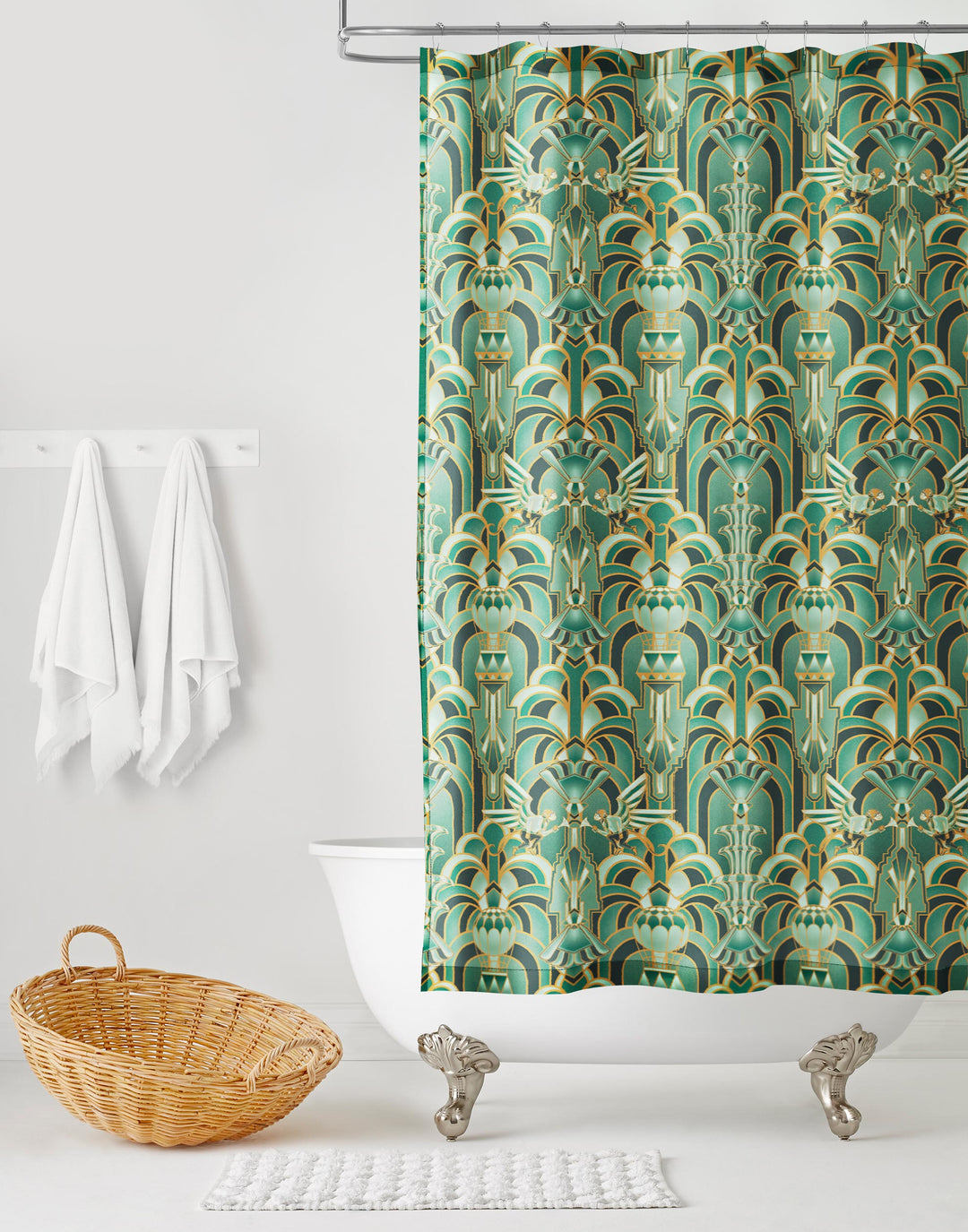 Emerald green shower curtain sale