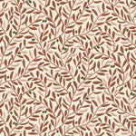 Olive Grove (Bellini) featuring a leafy vine motif in shades of rust and pink with green accents on an off white background | Schoolhouse x Hygge & West Wallpaper Collection