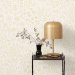 Alpine Garden Tonal (Chamomile) featuring hand drawn flowers in yellow on a white background | Schoolhouse x Hygge & West Wallpaper Collection