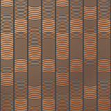 Wallpaper with undulating copper lines that form rhythmic columns on a dark gray background | Schoolhouse + Hygge & West