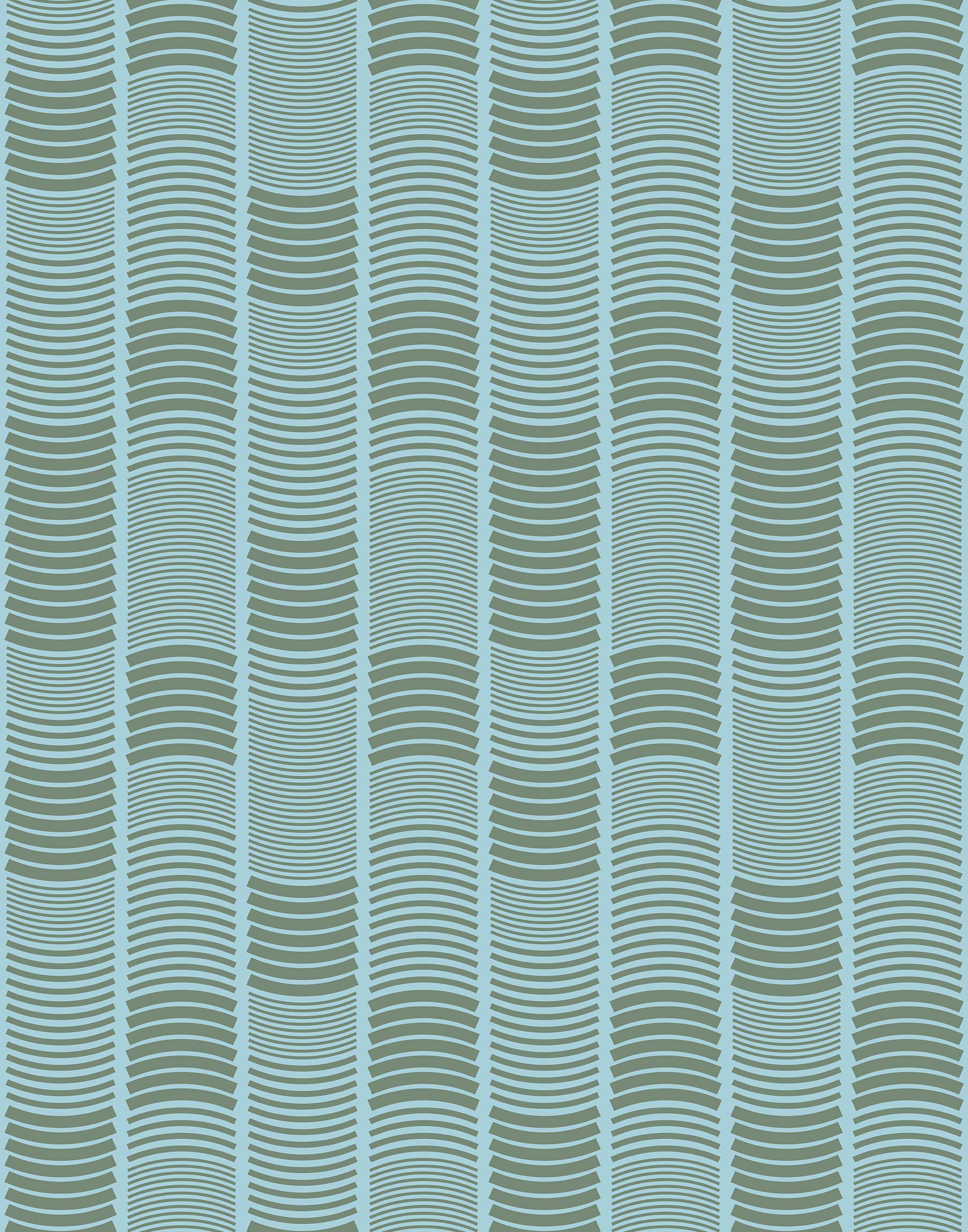 Wallpaper with undulating green lines that form rhythmic columns on a blue background | Schoolhouse + Hygge & West