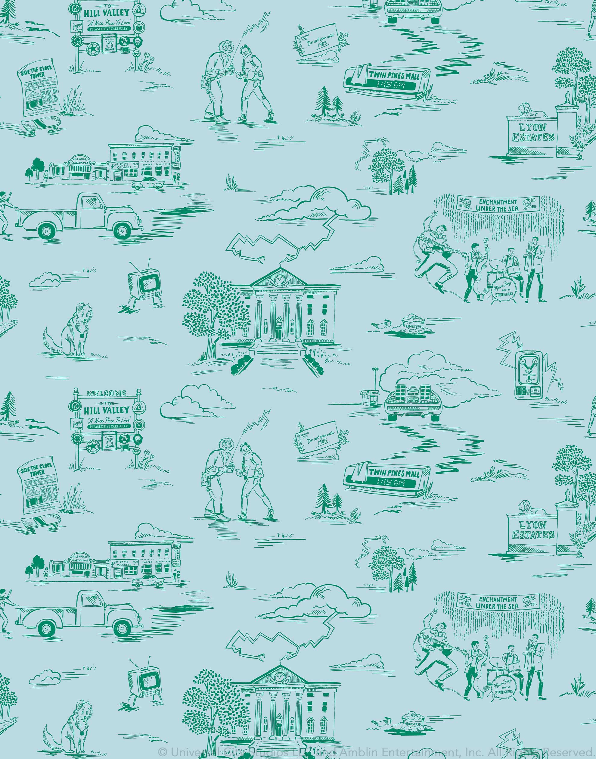 Hill Valley Toile Wallpaper