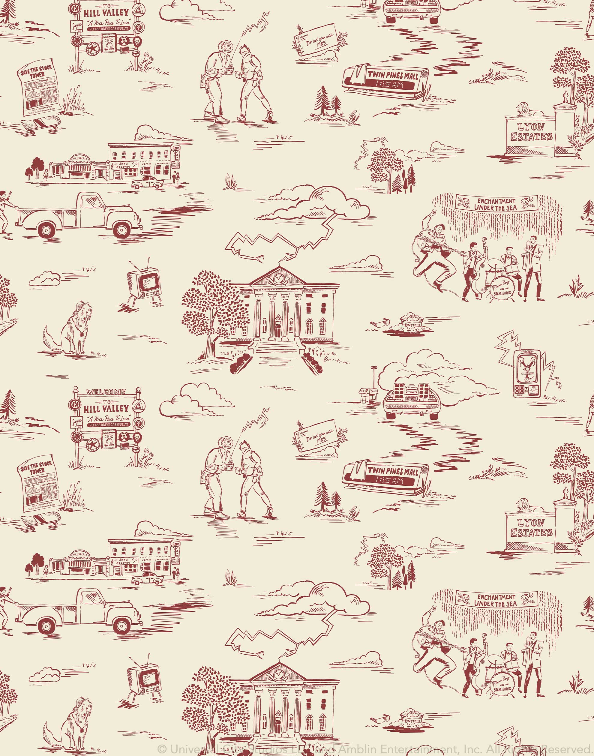 Hill Valley Toile Wallpaper