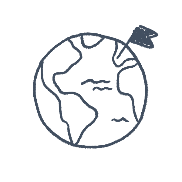 Illustration of a globe with a flag marking Portugal's location