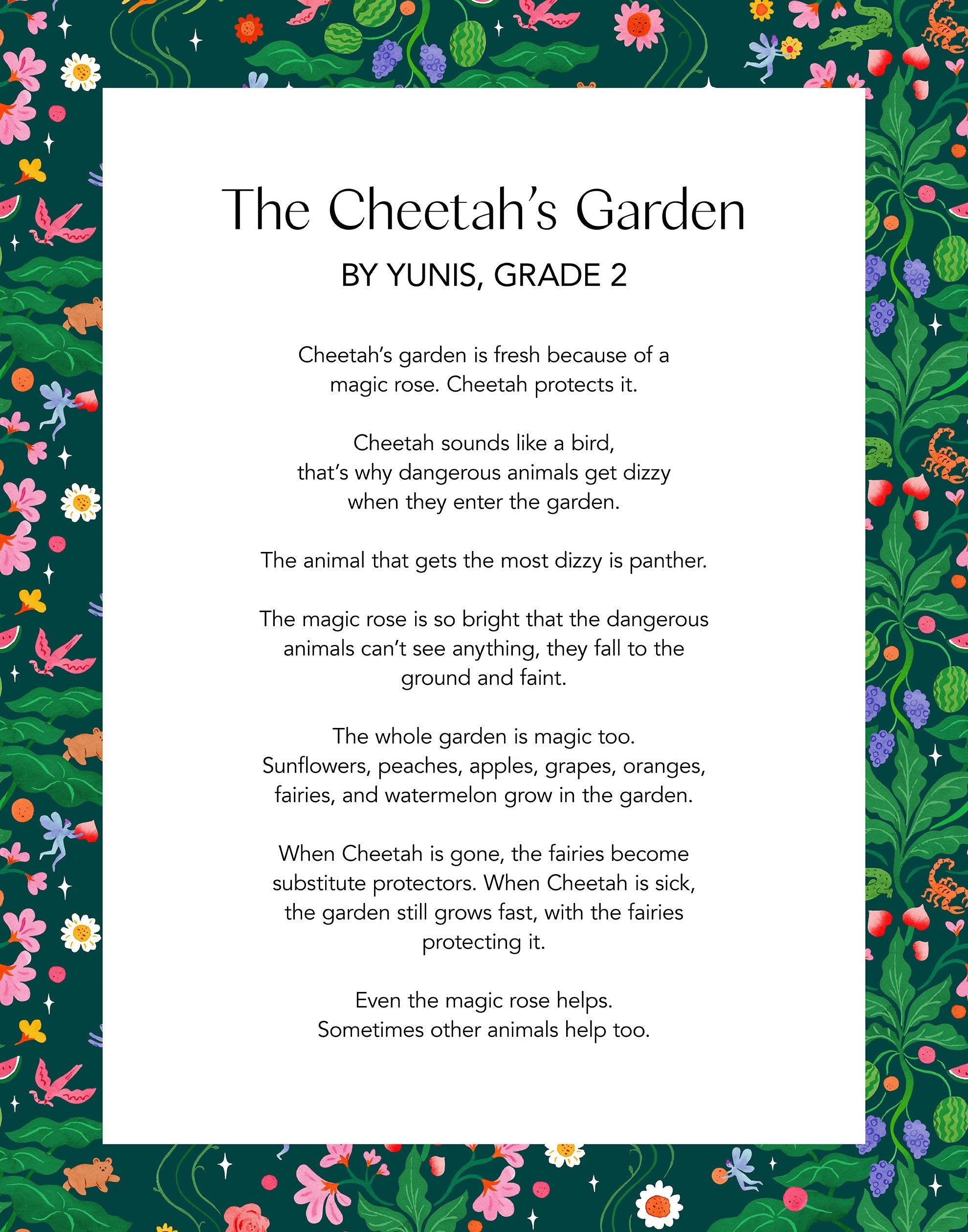 Cheetah's Garden wallpaper based on a children's poem designed by Vikki Chu