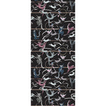 Balancing Act (Ebony) wallpaper features colorful dancing monkeys and rabbits on a black background