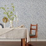 Snow (Blue) features a two tone blue pattern inspired by snow falling on a white background