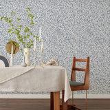 Snow (Blue) features a two tone blue pattern inspired by snow falling on a white background