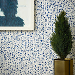 Snow (Blue) features a two tone blue pattern inspired by snow falling on a white background