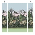 Bengal Sunrise wallpaper mural with Tigers and Monkeys inspired by The Jungle Book