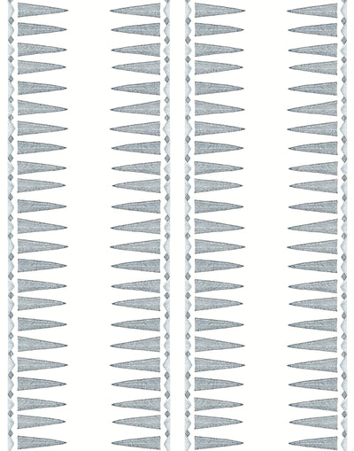 Quill Cadet Wallpaper features an intricate geometric pattern in shades of blue on a white background