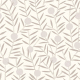 Bloom (Taupe) Wallpaper featuring light gray dots and taupe stems on an off white ground in a modern, graphic floral