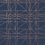 Strike (Navy) features modern, geometric metallic gold lines on navy blue