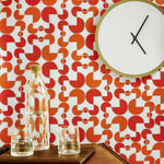 Arcade (Cayenne) wallpaper features modern, geometric lines and shapes in shades of orange