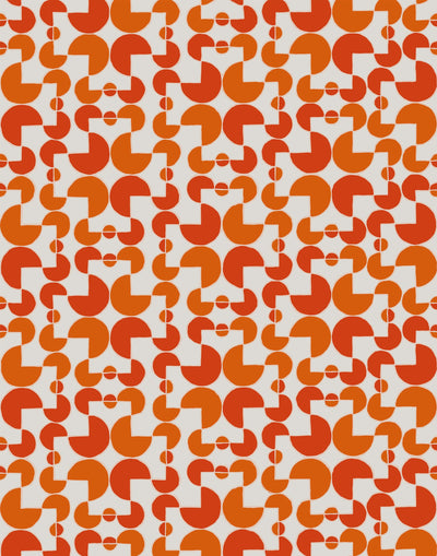 Arcade (Cayenne) wallpaper features modern, geometric lines and shapes in shades of orange