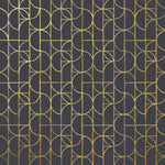 Slice (Gray) features modern, geometric lines in metallic gold on gray