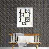 Slice (Gray) features modern, geometric lines in metallic gold on gray