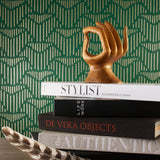Palma (Green) featuring deep green background with gold geometric pattern