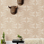 Andanza (Copper) wallpaper featuring a delicate pattern created using a stippling technique in metallic ink on white