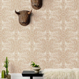 Andanza (Copper) wallpaper featuring a delicate pattern created using a stippling technique in metallic ink on white