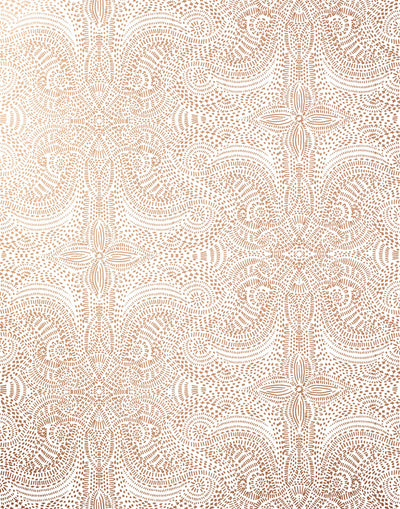 Andanza (Copper) wallpaper featuring a delicate pattern created using a stippling technique in metallic ink on white