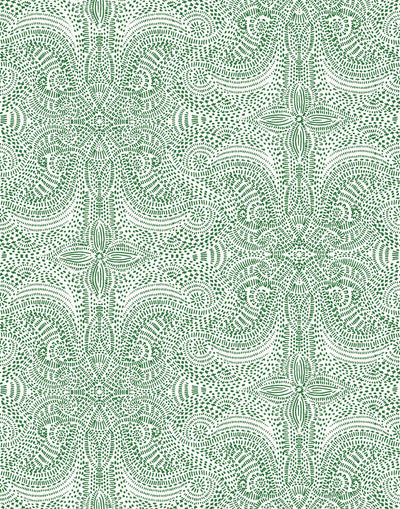Andanza (Green) wallpaper featuring a delicate pattern created using a stippling technique in green on white