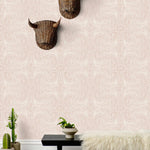 Andanza (Blush) wallpaper featuring a delicate pattern created using a stippling technique in pink on white