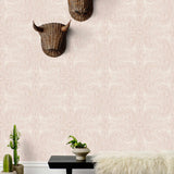 Andanza (Blush) wallpaper featuring a delicate pattern created using a stippling technique in pink on white