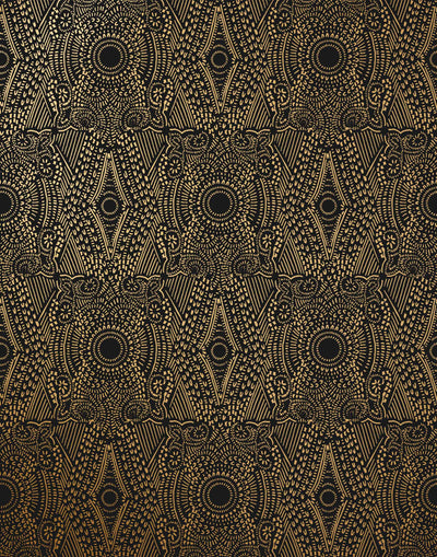 Diamante (Gold) features a symmetrical lace metallic pattern on black