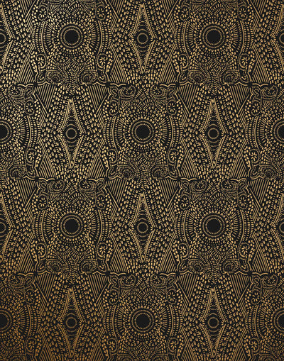 Diamante (Gold) features a symmetrical lace metallic pattern on black