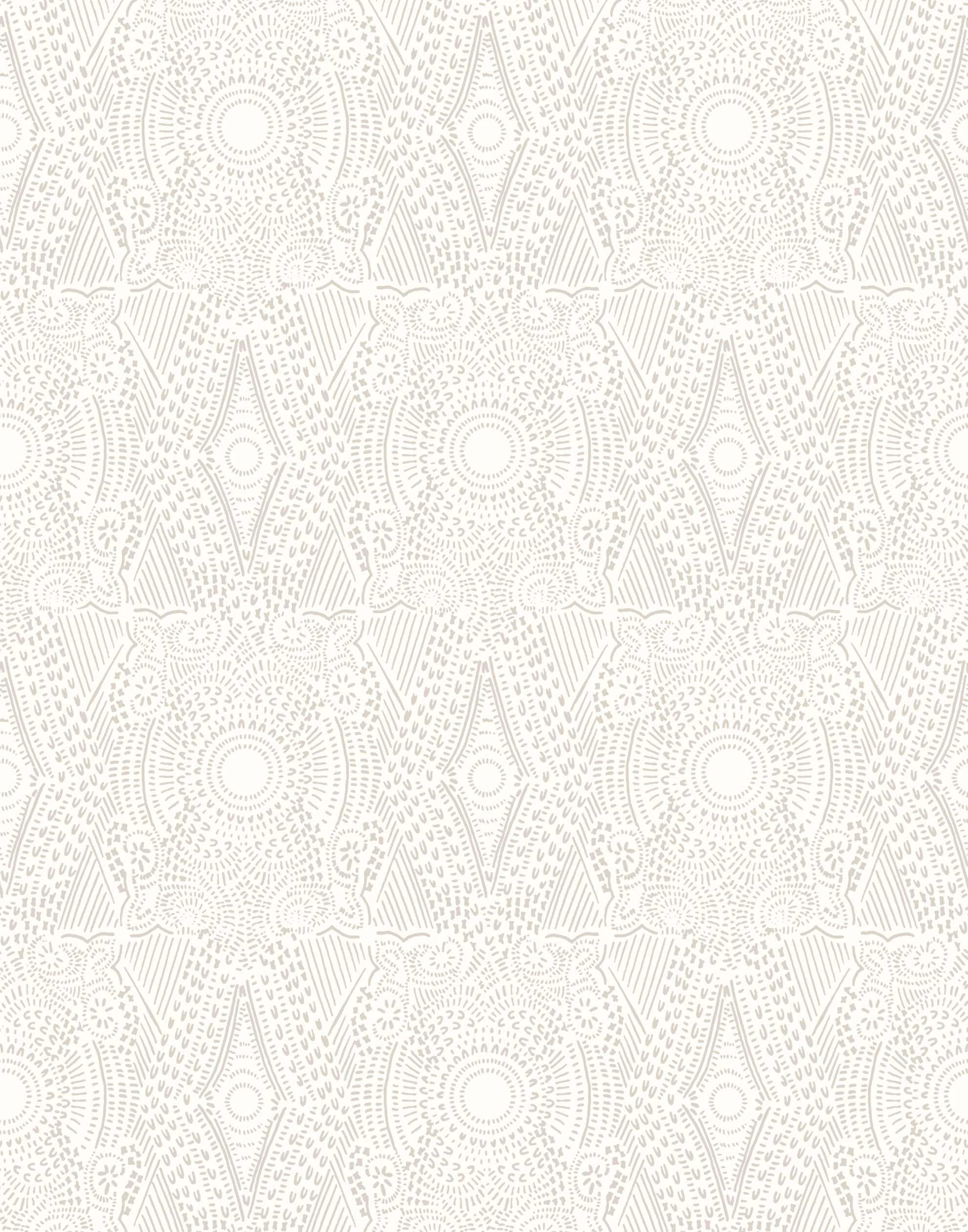 Diamante (Gray) features a symmetrical lace gray pattern on white