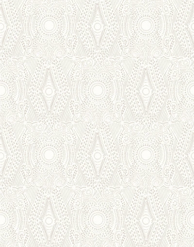 Diamante (Gray) features a symmetrical lace gray pattern on white