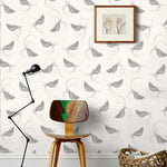 Pajarito (Black) features floating birds in black on white