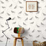Pajarito (Black) features floating birds in black on white