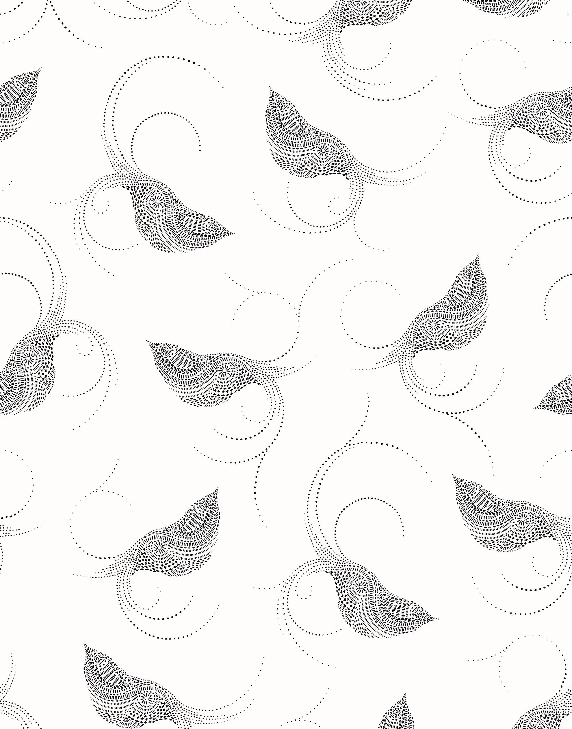 Pajarito (Black) features floating birds in black on white