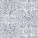 Andanza Navy wallpaper featuring a delicate pattern created using a stippling technique in navy blue on white