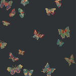 Butterflies (Ebony) featuring red, green and gold butterflies on a black background | Nathalie Lete + Hygge & West