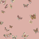 Butterflies (Rose) featuring mauve, gray, and cream butterflies on a pink background | Nathalie Lete + Hygge & West