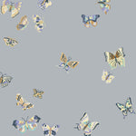 Butterflies (Mist) featuring blue, cream and lavendar butterflies on a dusty gray blue background | Nathalie Lete + Hygge & West