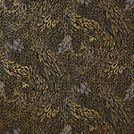 Forest Floor (Ebony) features an intricate, leafy pattern in metallic gold and gray on black